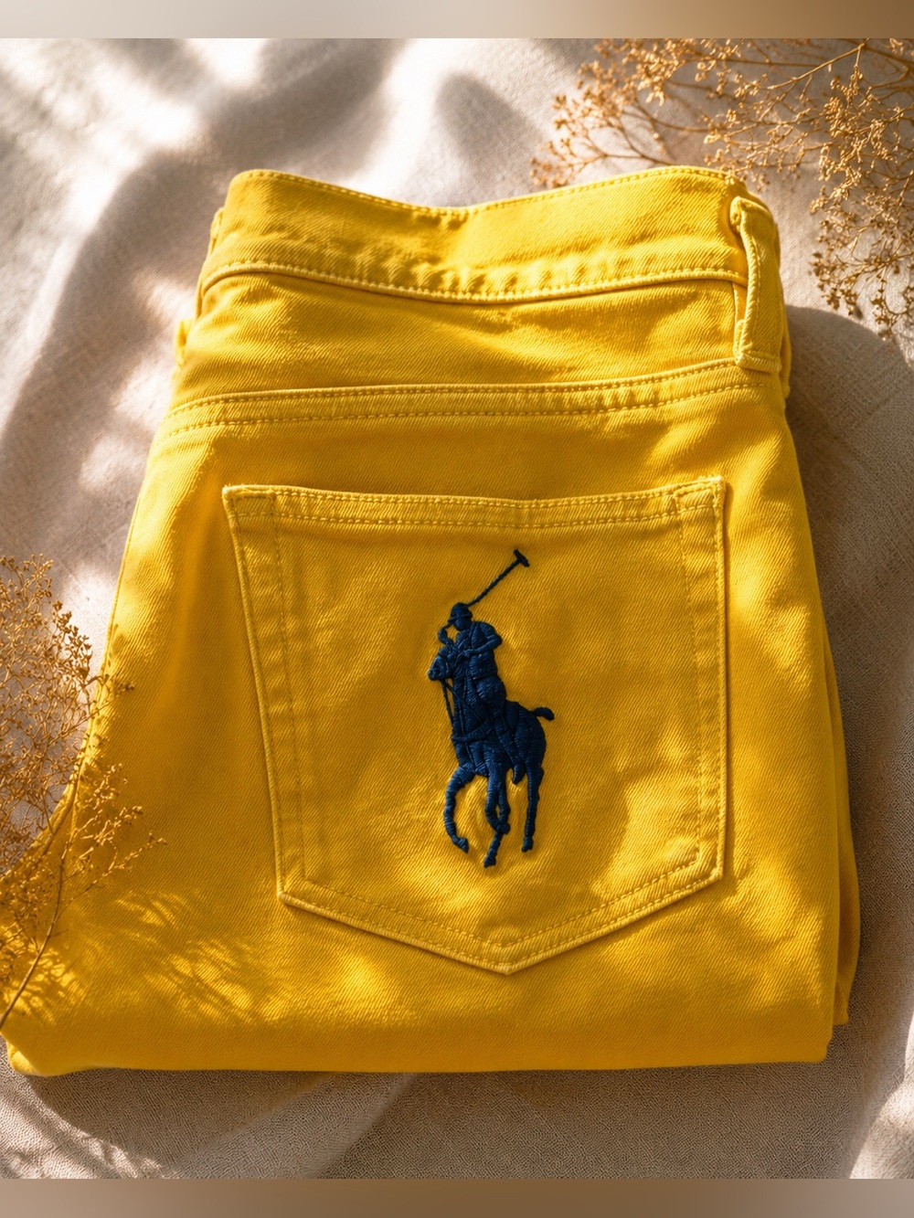 Ralph Lauren Black Label Big Pony Bright Yellow High-Rise Jeans Size 32 - Picture 5 of 11